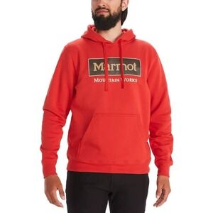 Marmot Mountain Works Sweatshirt Mens XL Red Graphic Logo Hoodie Outdoors